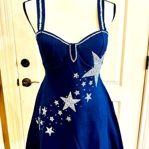 Taylor Swifts lookalike Midnights dress. Star and Rhinestone work done by me.